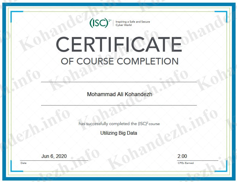 Utilizing Big Data Course Completion Certificate_Utilizing Big Data_Kohandezh